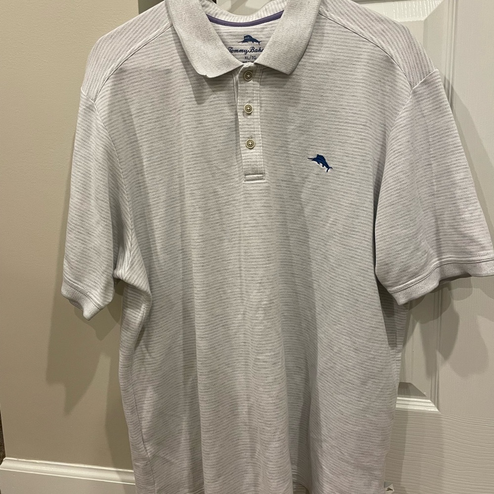 Tommy Bahama Grey Striped Polo